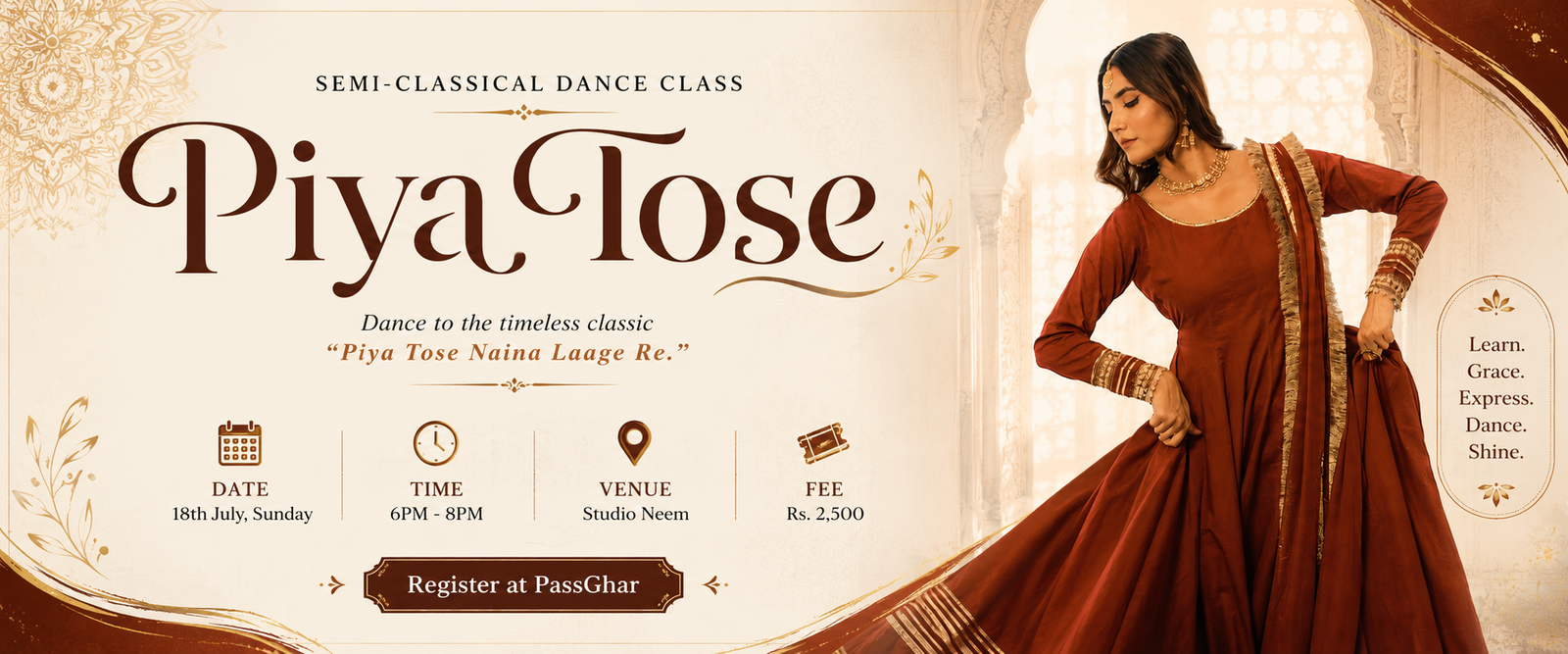 Piya Tose - Semi-Classical Dance Class tickets